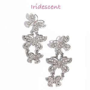 Iridescent & White Rhinestone Butterfly Earrings